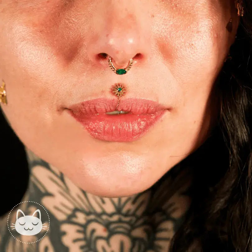 Sacred Symbols - C005 - Onyx - Chrysoprase - Zircon - Or jaune - Kawaii Place piercing