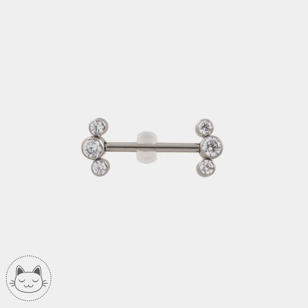 Bijou téton - Titane - Zircons blancs - Kawaii Place piercing