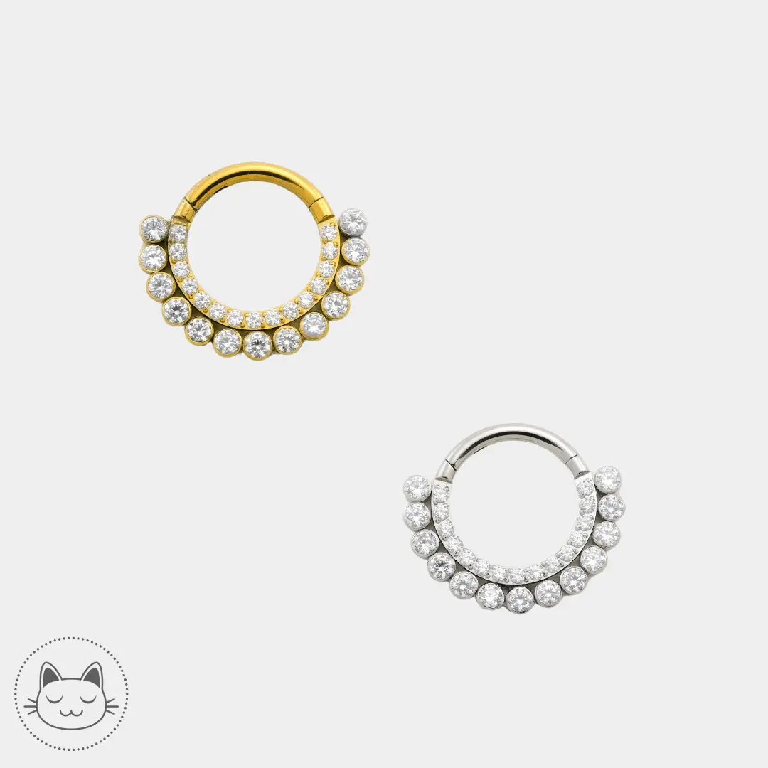 Anneau Titane - Zircons blancs - Billes - Kawaii Place piercing