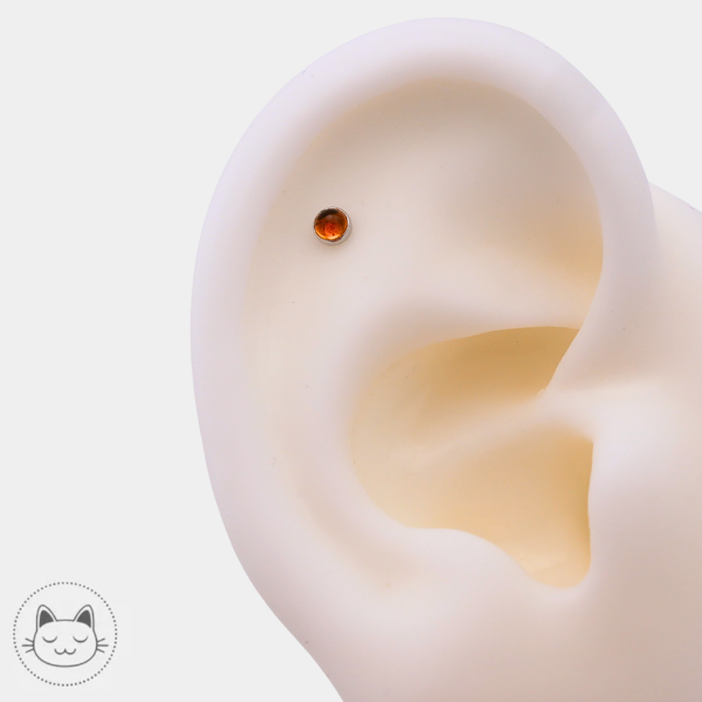 BVLA - Cabochon - Or blanc et Citrine Kawaii Place piercing