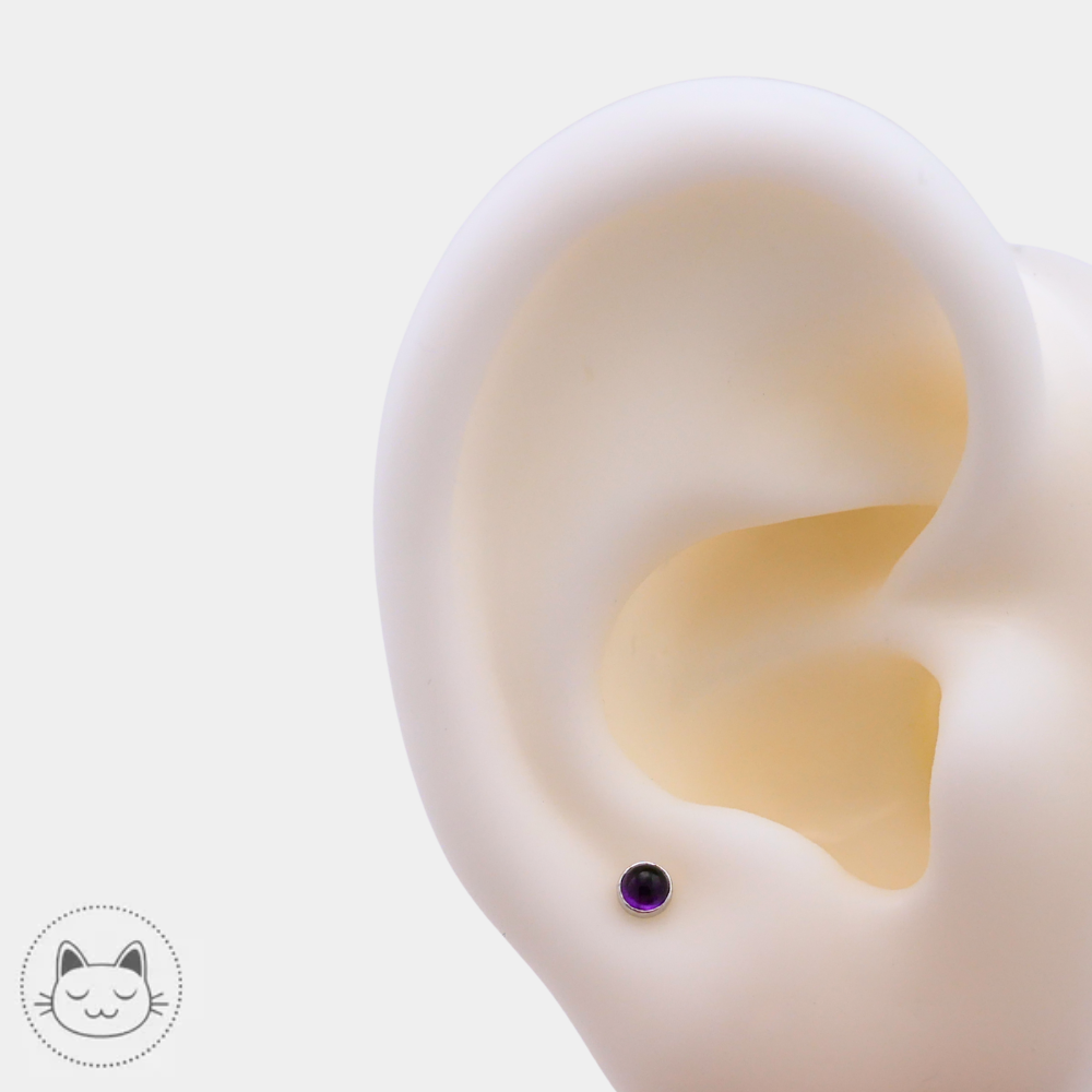 BVLA - Cabochon - Or blanc et améthyste Kawaii Place piercing