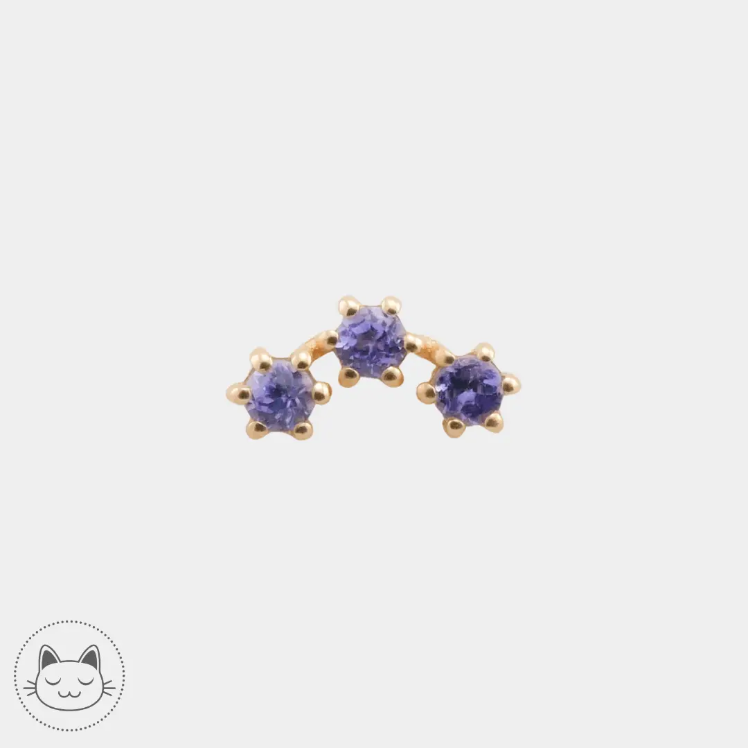 Naga - Rhapsody - Or jaune et Tanzanites - Kawaii Place piercing