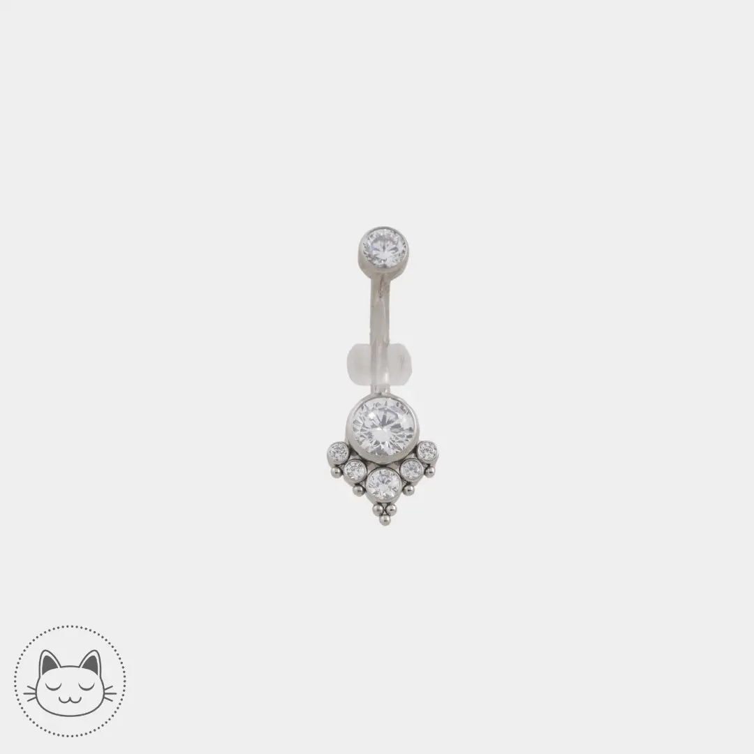 Bijou nombril ornements, billes - Titane - Zircon Blanc - Kawaii Place piercing