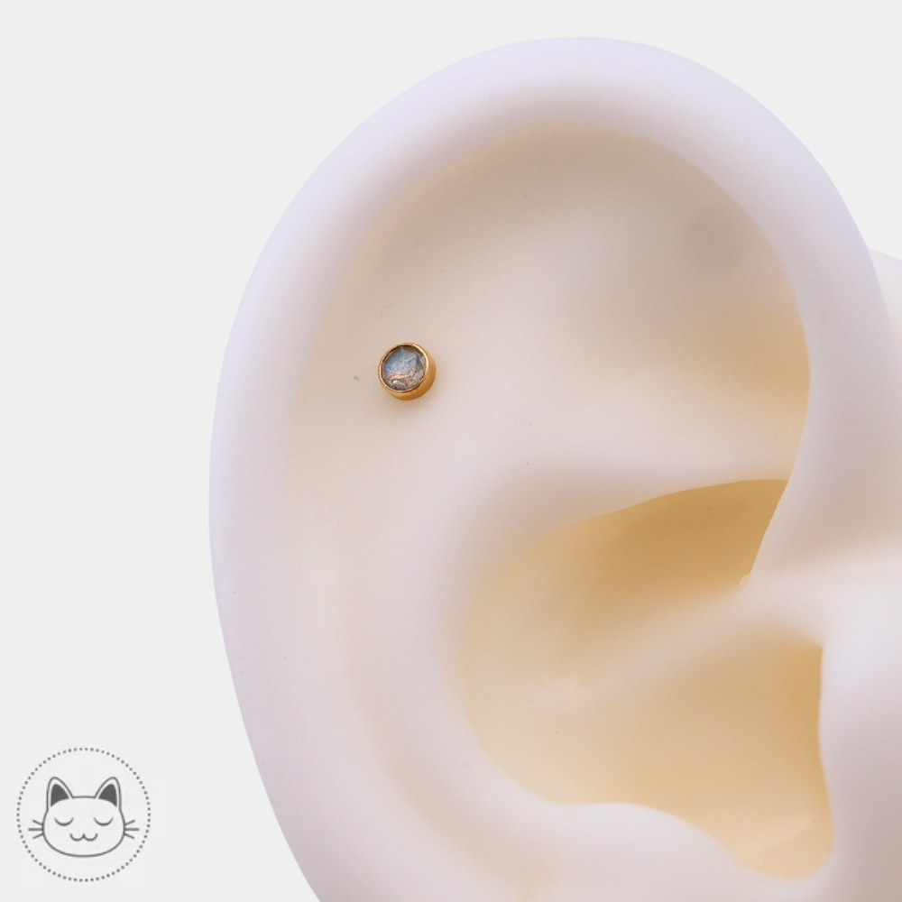 BVLA - Cabochon - Or jaune et Labradorite Kawaii Place piercing