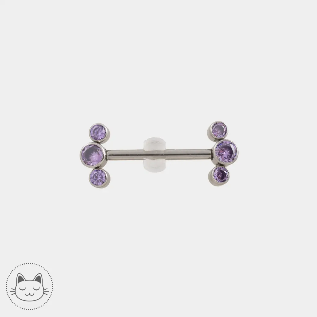 Bijou téton - Titane - Zircons violets - Kawaii Place piercing