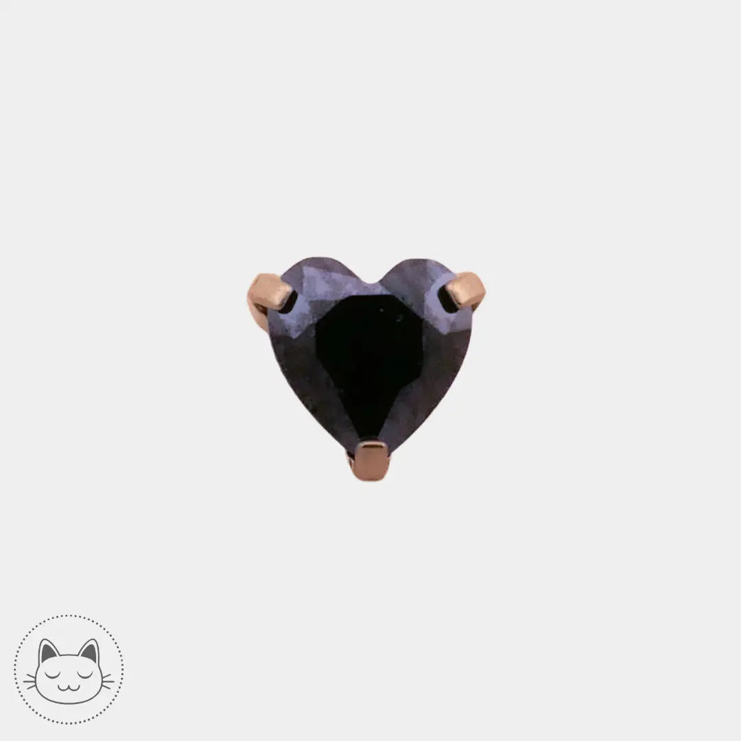 NeoMetal - Prong Cœur - Zircon noir Kawaii Place piercing
