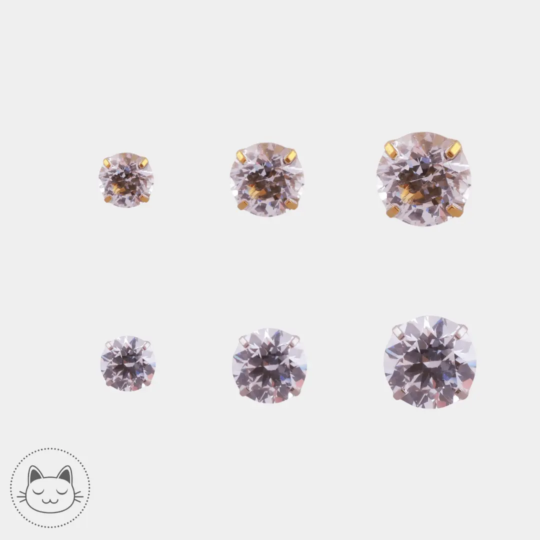 NeoMetal - Cabochon prong - Zircon blanc - Kawaii Place piercing