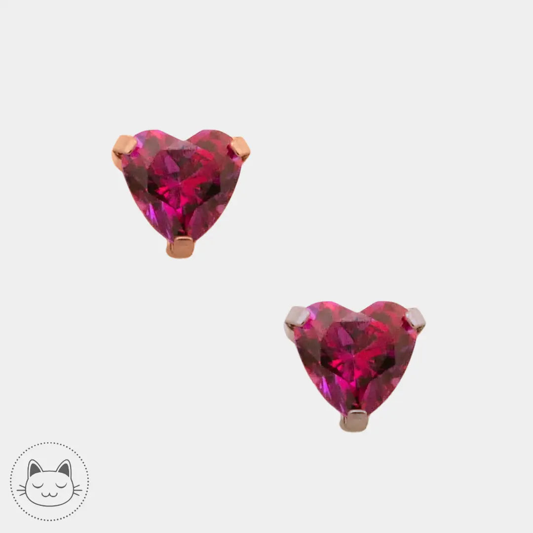 NeoMetal - Prong Cœur - Zircon rouge Kawaii Place piercing
