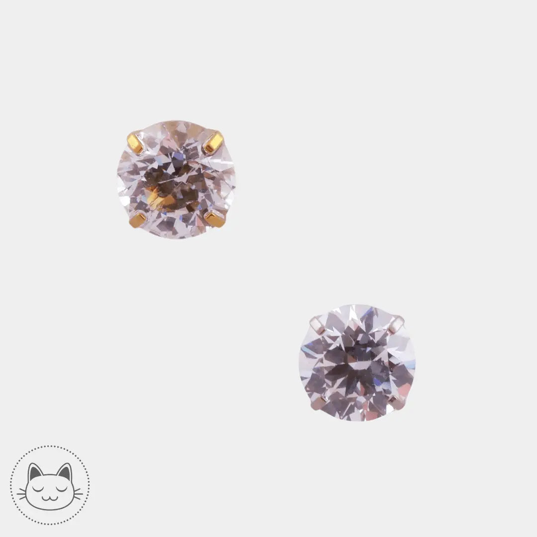 NeoMetal - Cabochon Prong- Zircon blanc 5 mm - Kawaii Place piercing