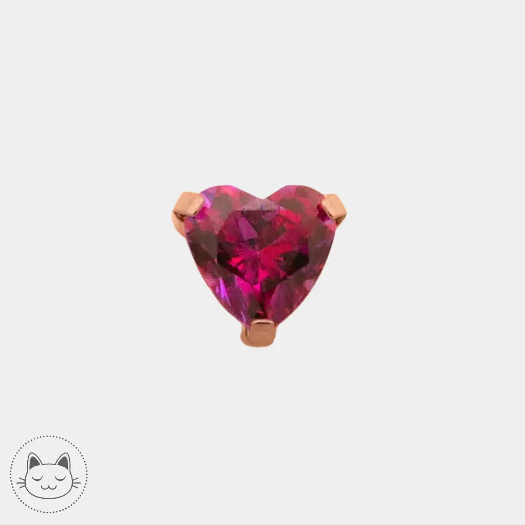 NeoMetal - Prong Cœur - Zircon rouge Kawaii Place piercing