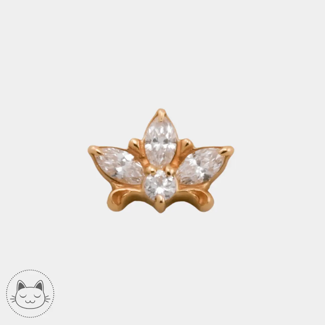 Auris- Cabochon "Royal Lily"- Or jaune, Diamants - Kawaii Place piercing