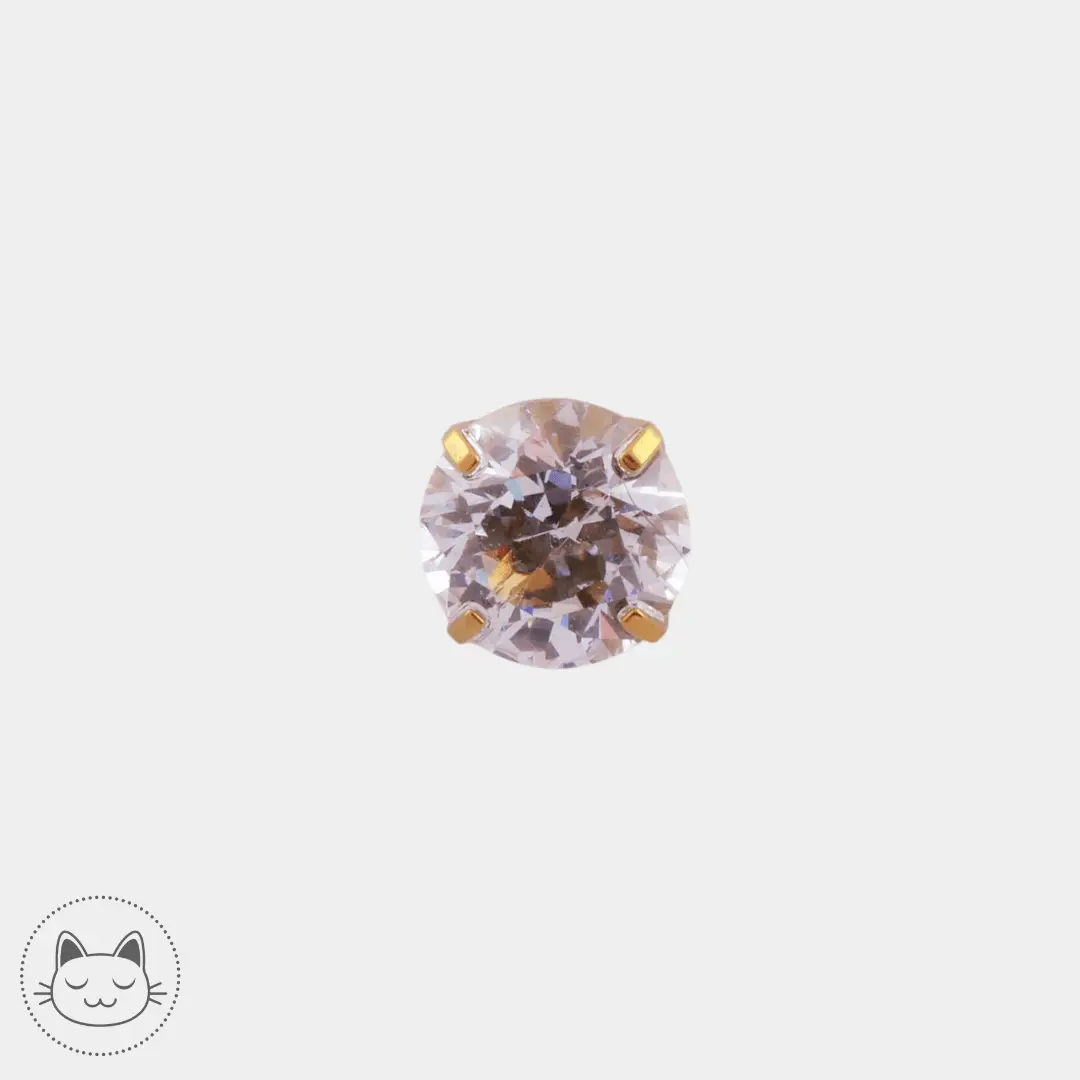 NeoMetal - Cabochon Prong- Zircon blanc 5 mm - Kawaii Place piercing