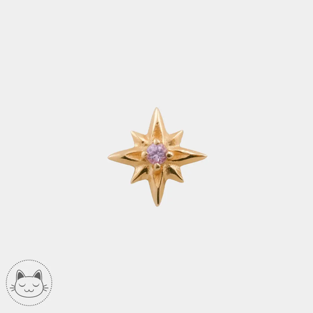 Naga - Hyperion - Or jaune et Saphir Rose - Kawaii Place piercing