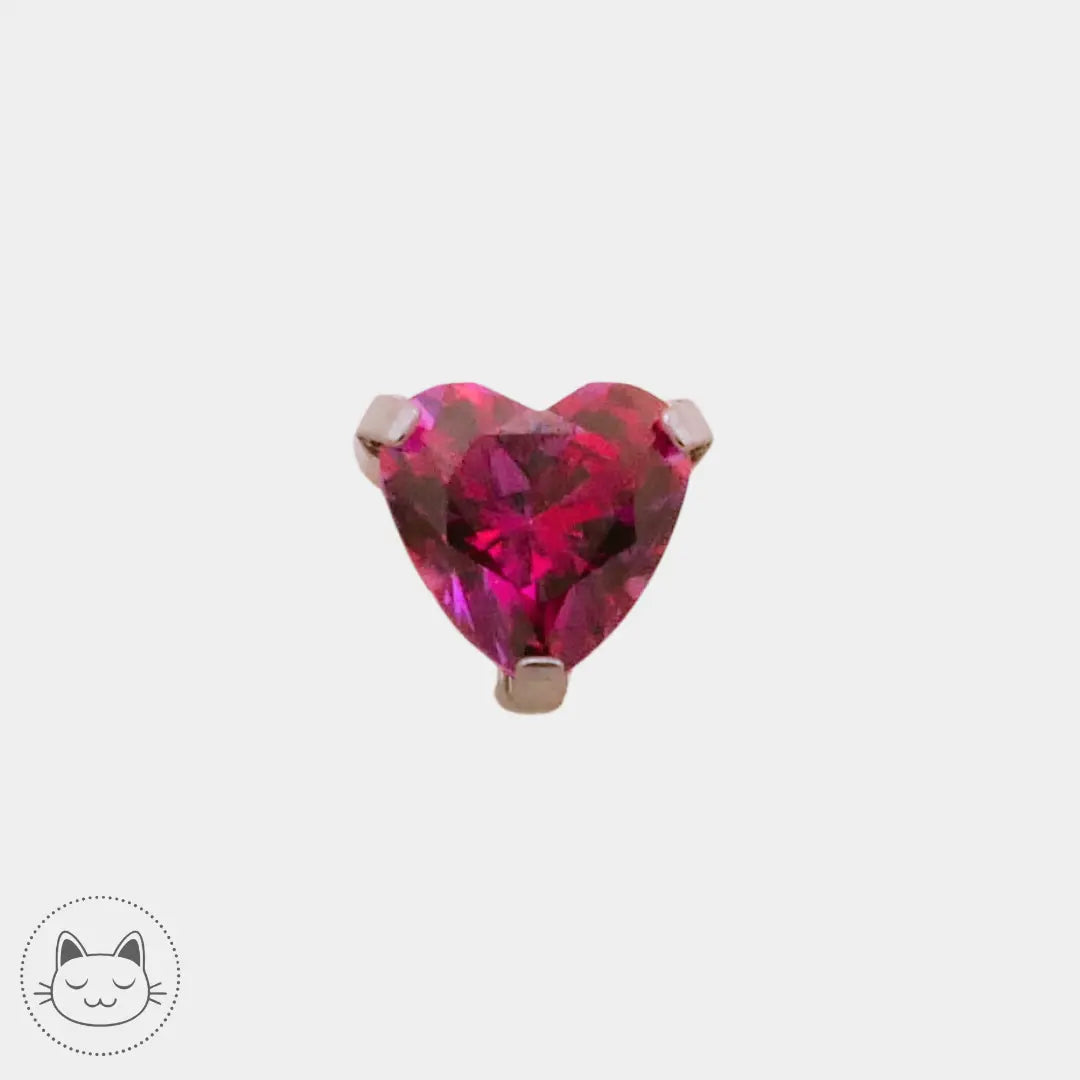 NeoMetal - Prong Cœur - Zircon rouge Kawaii Place piercing