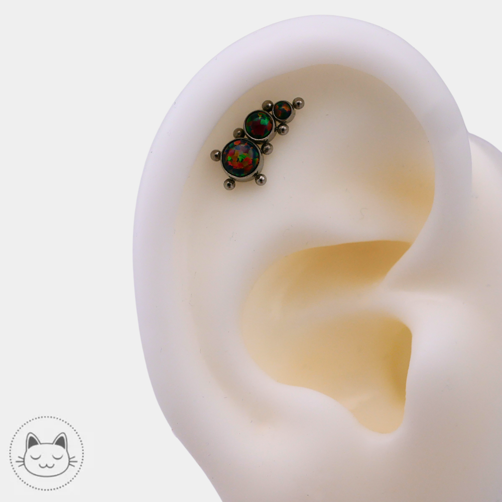 LeRoi - Titane & Opale noire synthétique Kawaii Place piercing