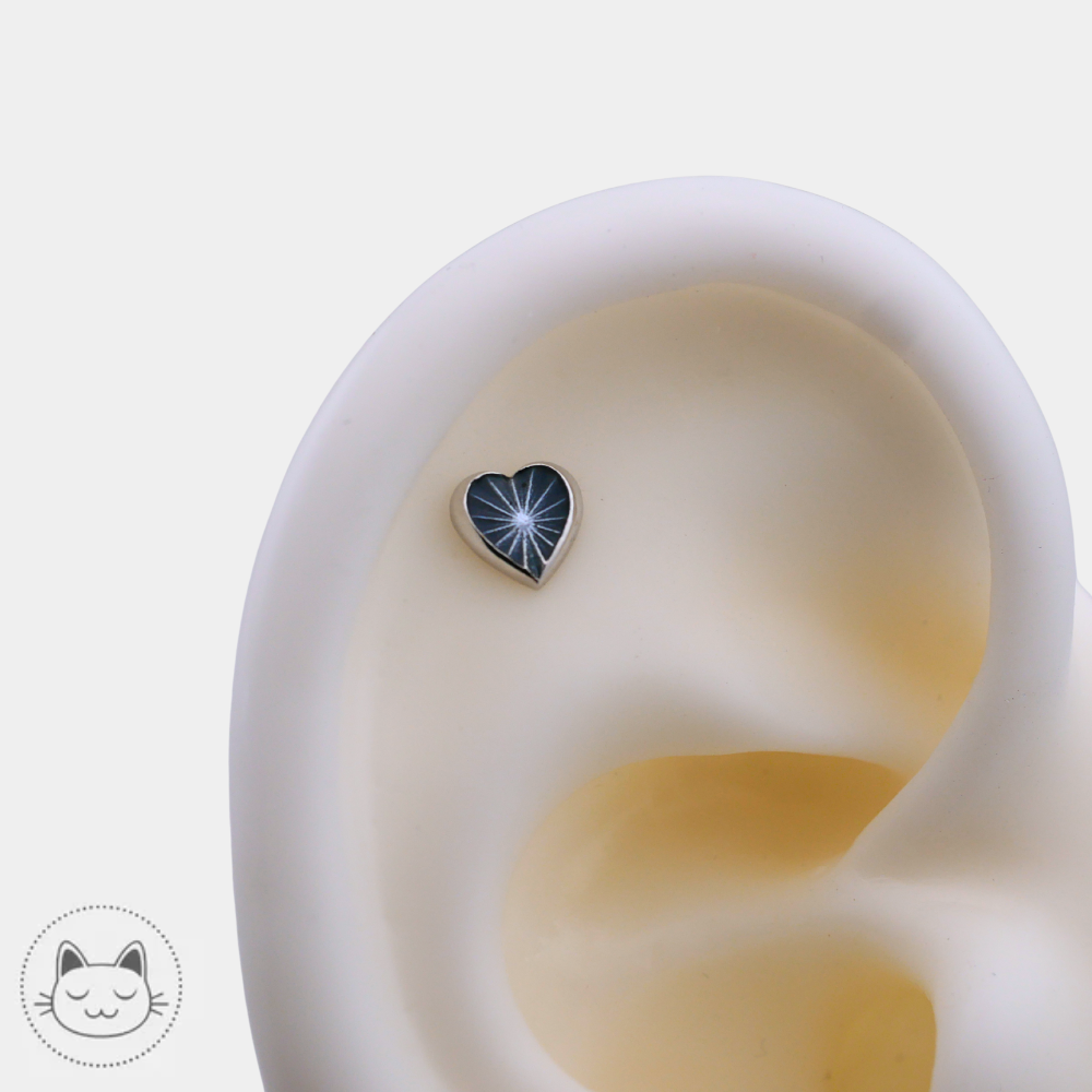 Auris – Or blanc 14K - Heart of Glass Kawaii Place piercing