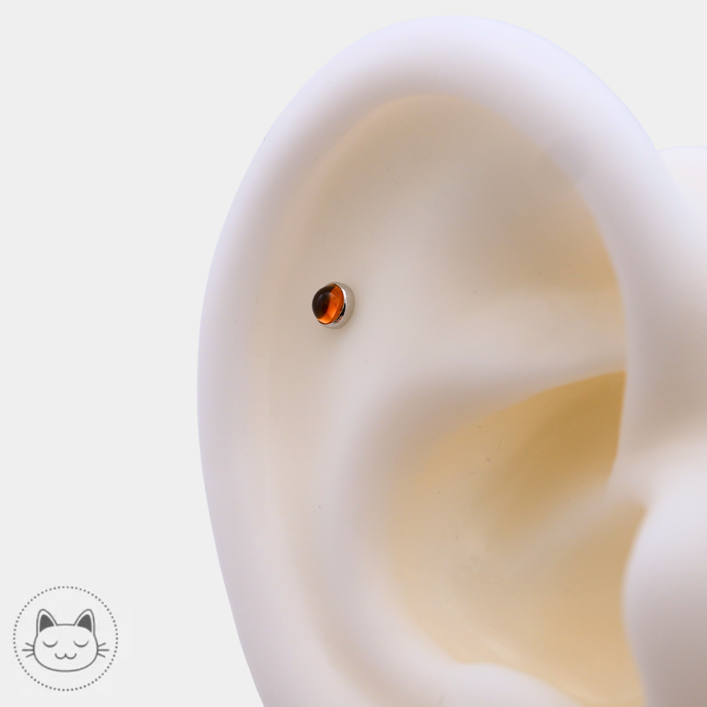 BVLA - Cabochon - Or blanc et Citrine Kawaii Place piercing