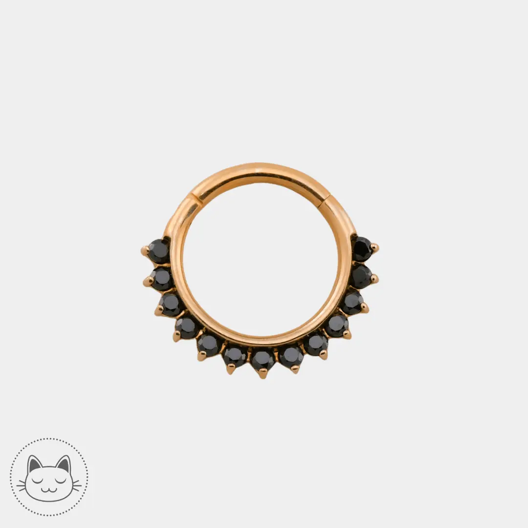 Auris- Anneau "Tiara" - Zircons noir. - Kawaii Place piercing
