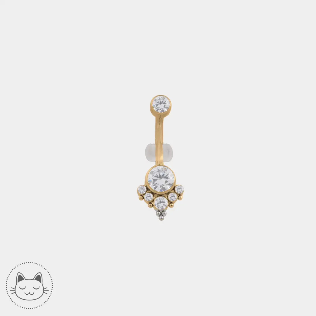 Bijou nombril ornements, billes - Titane - Zircon Blanc - Kawaii Place piercing