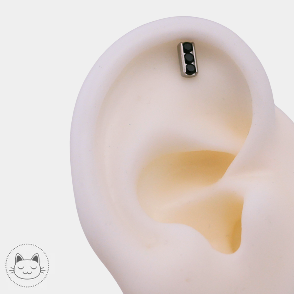 Industrial Strength – Titane & Zircons noirs Kawaii Place piercing