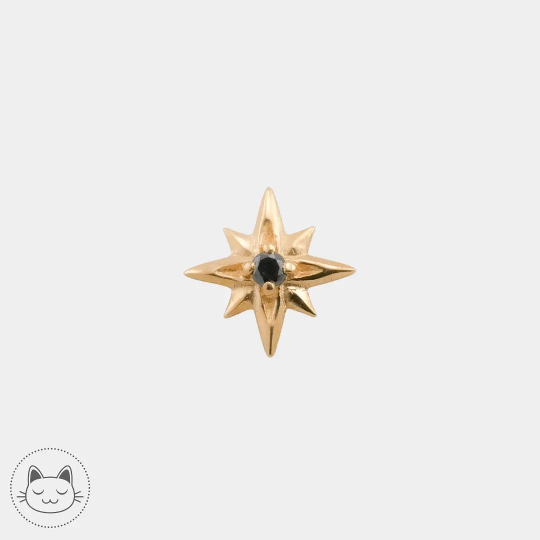 Naga - Hyperion - Or jaune et Diamant noir - Kawaii Place piercing