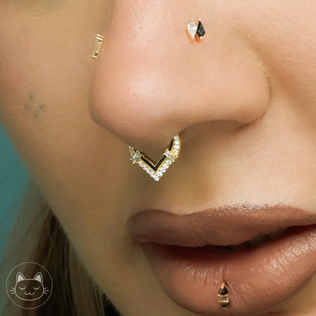 Buddha Jewelry - Uprise - Or jaune, Enamel et zircons. Kawaii Place piercing