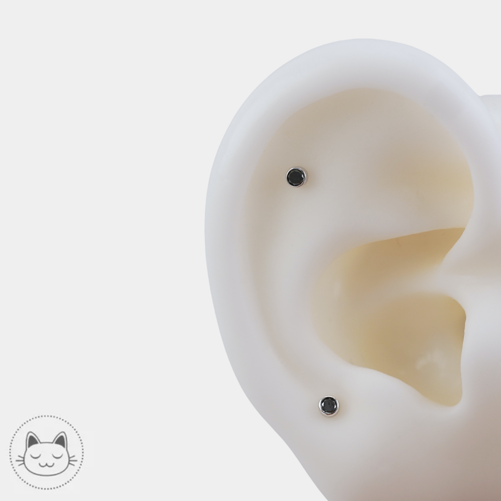 BVLA - Threaded end with round bezel - Or Blanc & Diamant noir