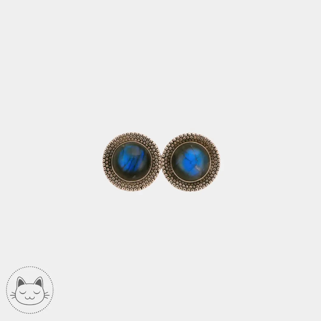 Paire de plugs en argent et labradorite