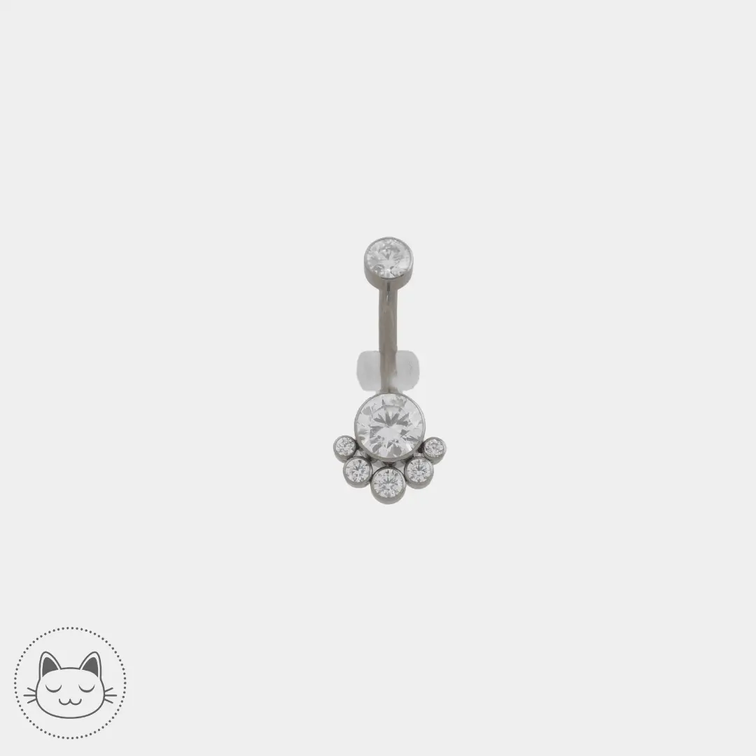 Bijou nombril ornements - Titane - Zircon Blanc - Kawaii Place piercing