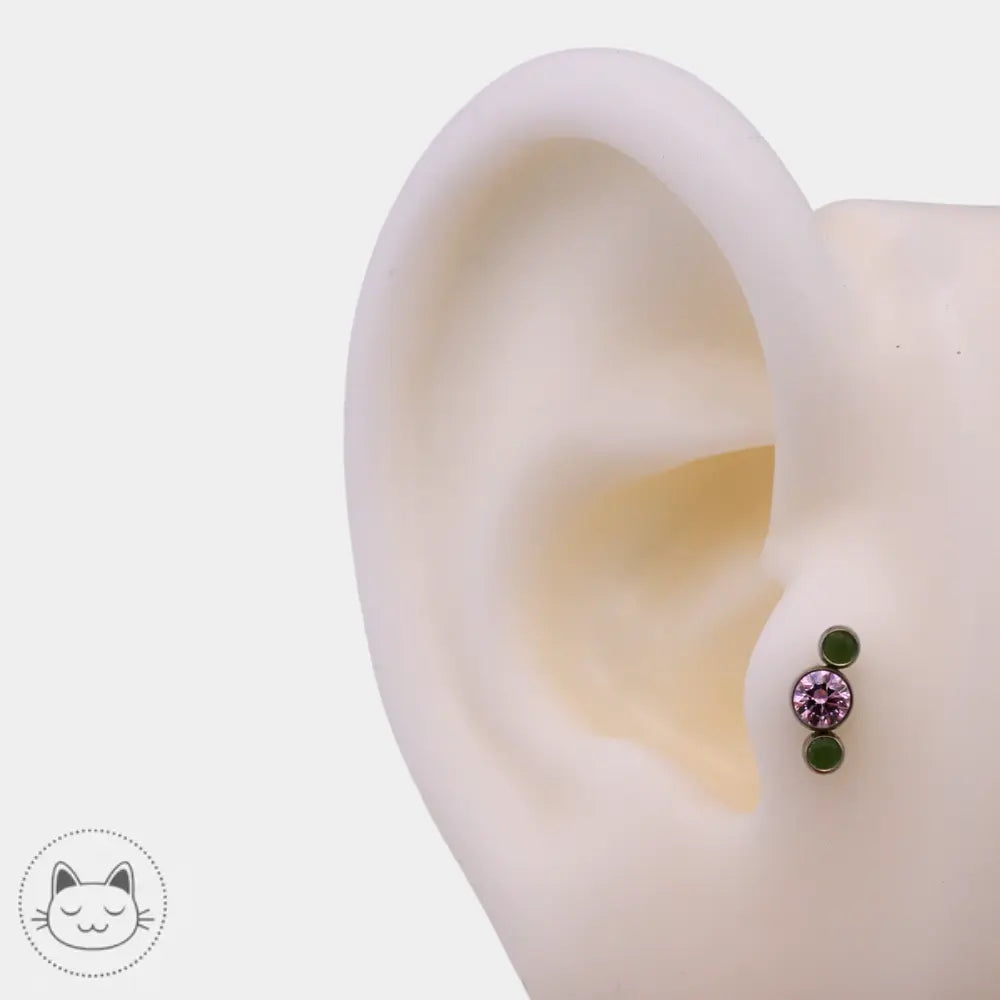 LeRoi – Titane, Zircon et Chrysoprase synthétique Kawaii Place piercing