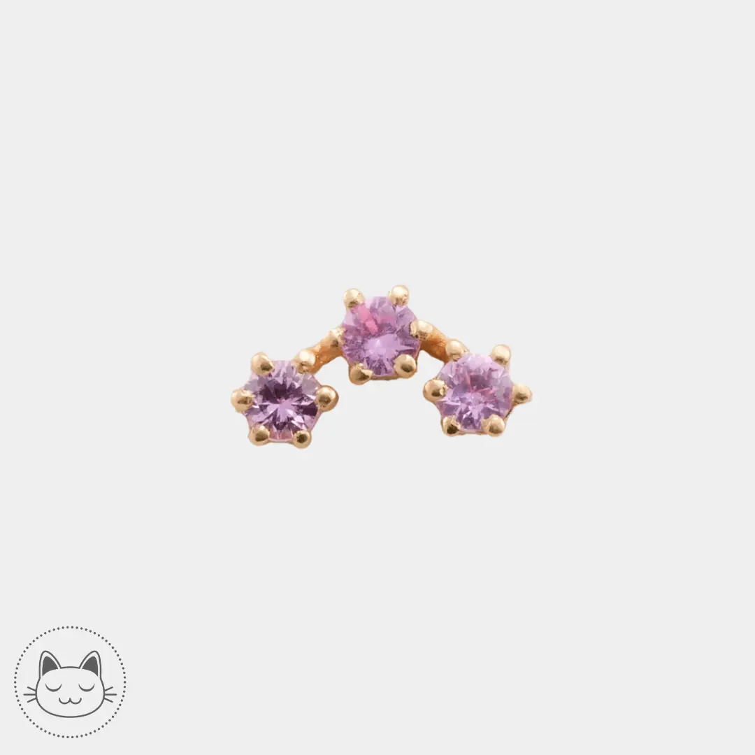 Naga - Rhapsody - Or jaune et Saphirs roses - Kawaii Place piercing