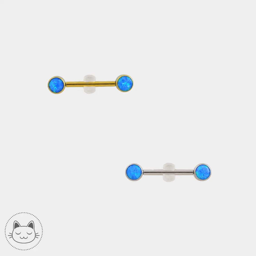 Bijou téton - Titane - Opaline bleue - Kawaii Place piercing