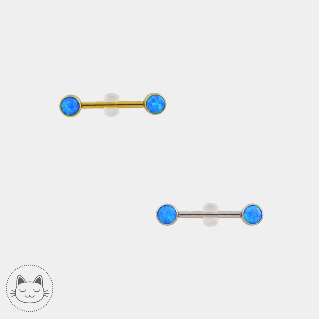 Bijou téton - Titane - Opaline bleue - Kawaii Place piercing