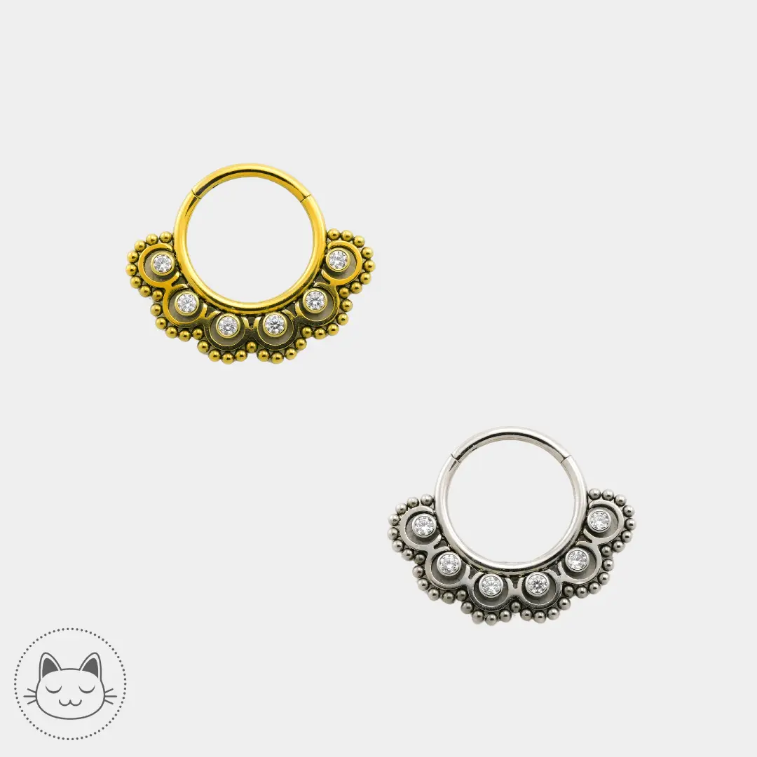 Anneau clicker Titane - Zircons blancs - Kawaii Place piercing