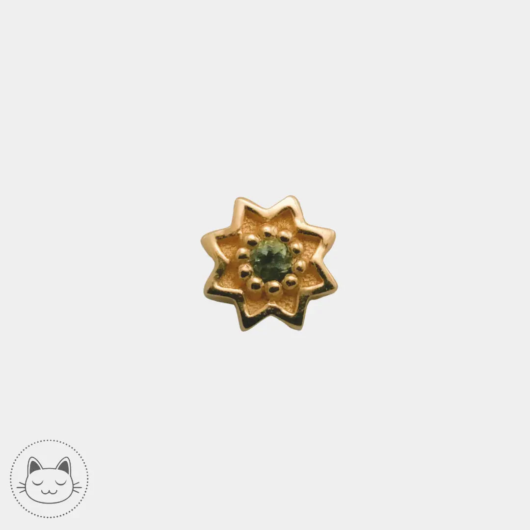 Naga - Estrella - Or jaune et Moldavite Kawaii Place piercing