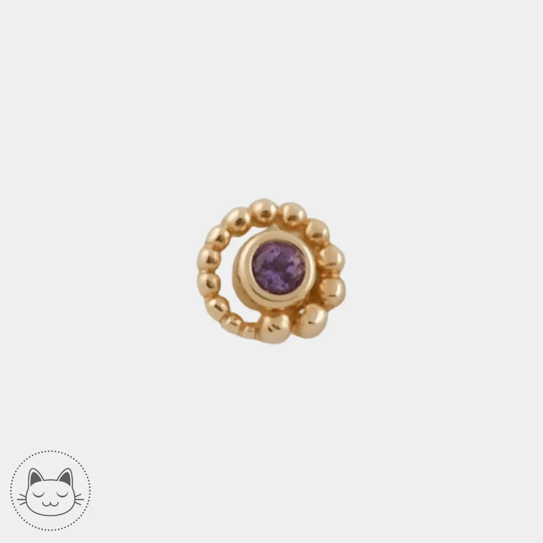 BVLA - Bead Swirl With Bezel - Améthyste - Kawaii Place piercing