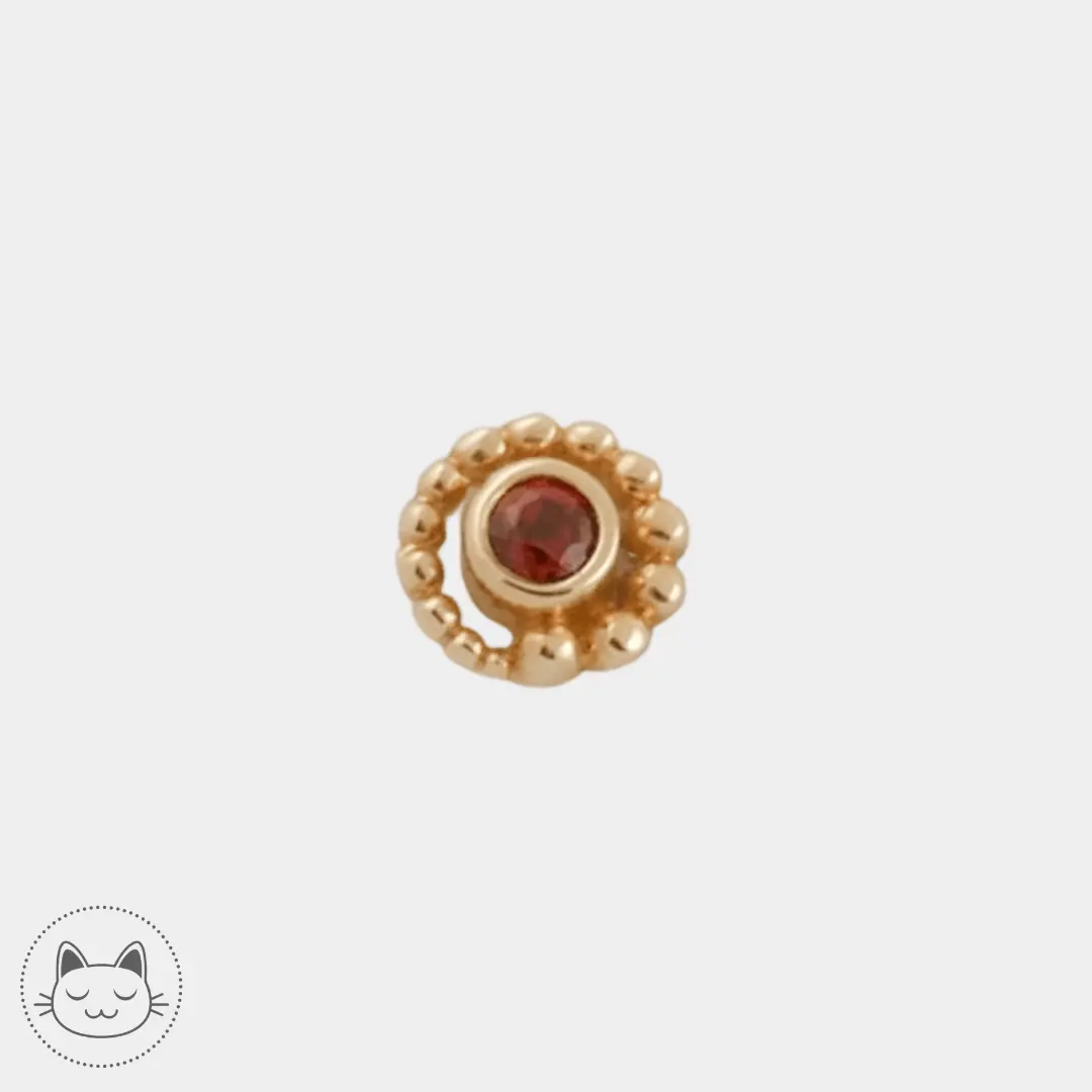 BVLA - Bead Swirl With Bezel - Rubis - Kawaii Place piercing