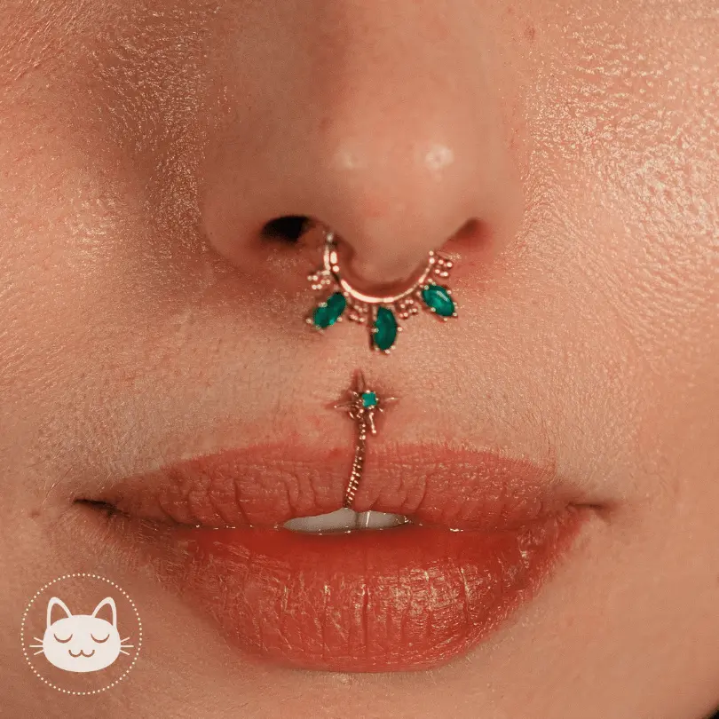 Sacred Symbols - C010 - Chrysoprase - Onyx - Zircon - Or jaune - Kawaii Place piercing