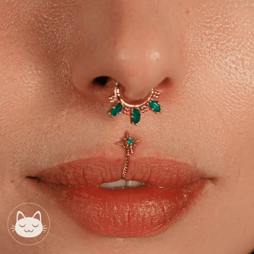 Sacred Symbols - C010 - Chrysoprase - Onyx - Zircon - Or jaune - Kawaii Place piercing