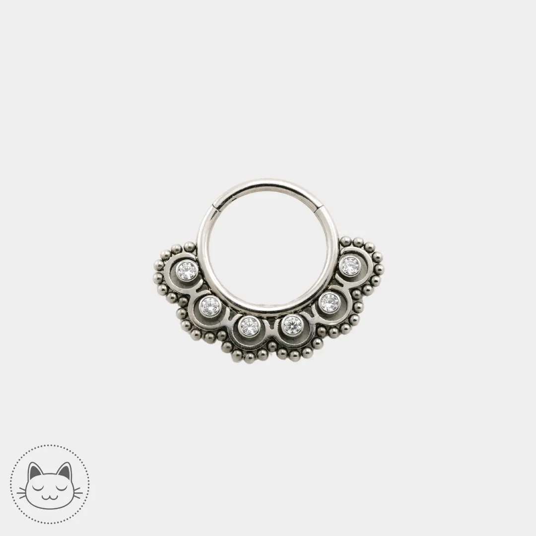 Anneau clicker Titane - Zircons blancs - Kawaii Place piercing