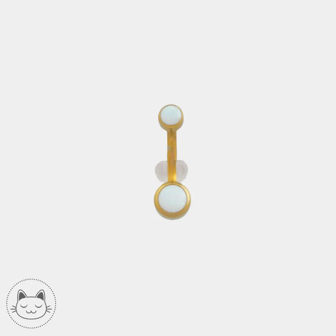Bijou nombril - Titane - Opaline blanche - Kawaii Place piercing