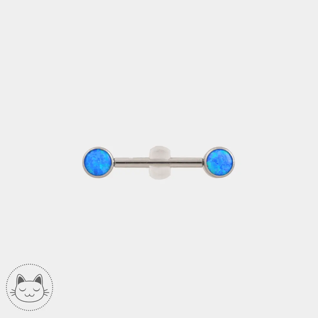 Bijou téton - Titane - Opaline bleue - Kawaii Place piercing