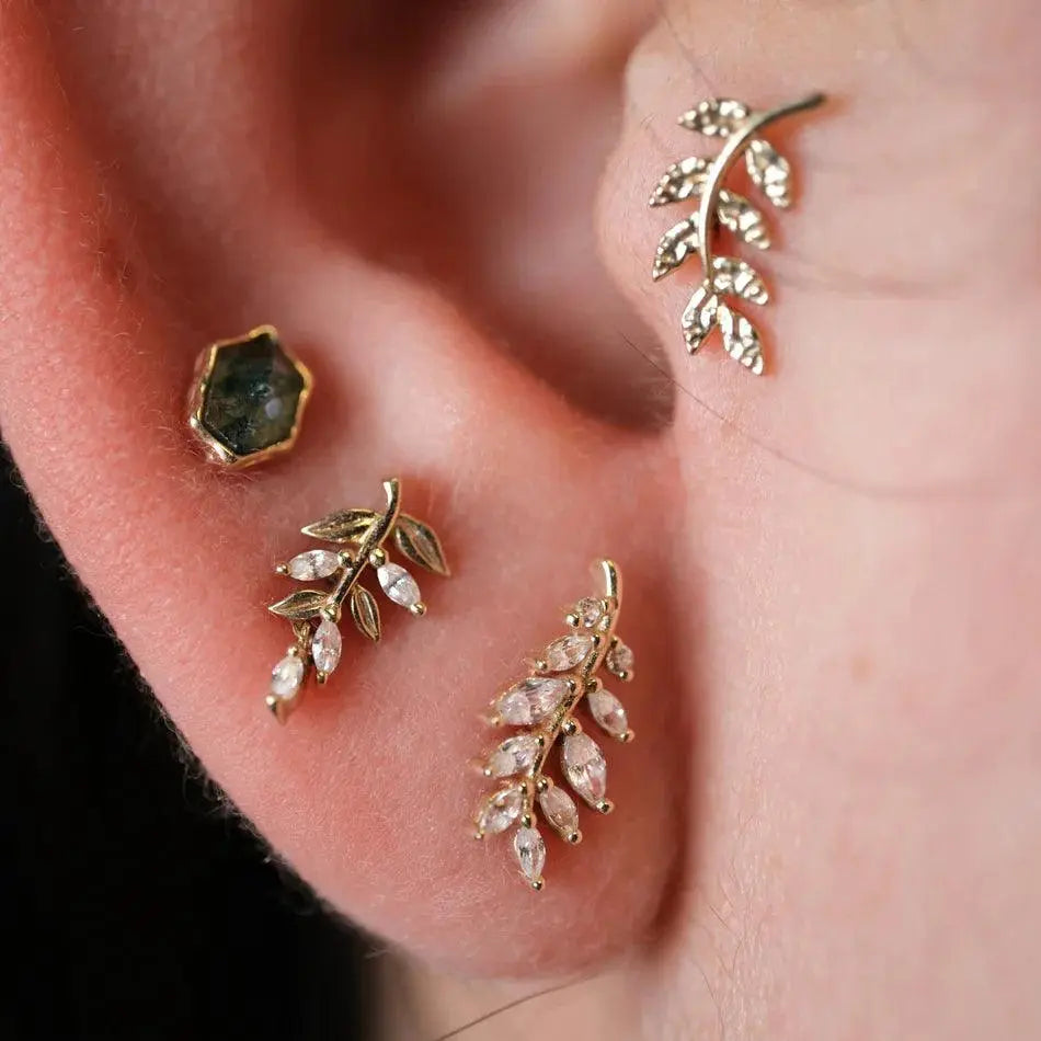 Buddha Jewelry - Botaniste - Or 14K et Zircon blanc - Kawaii Place piercing