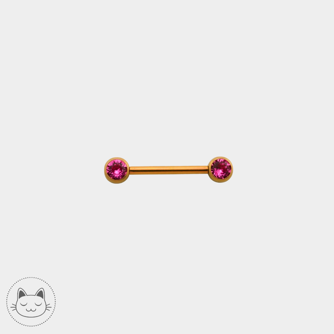 Bijou téton - Titane - Zircons rose