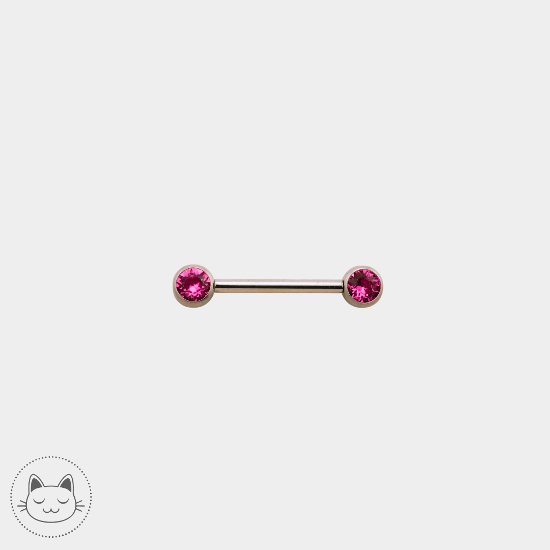 Bijou téton - Titane - Zircons rose