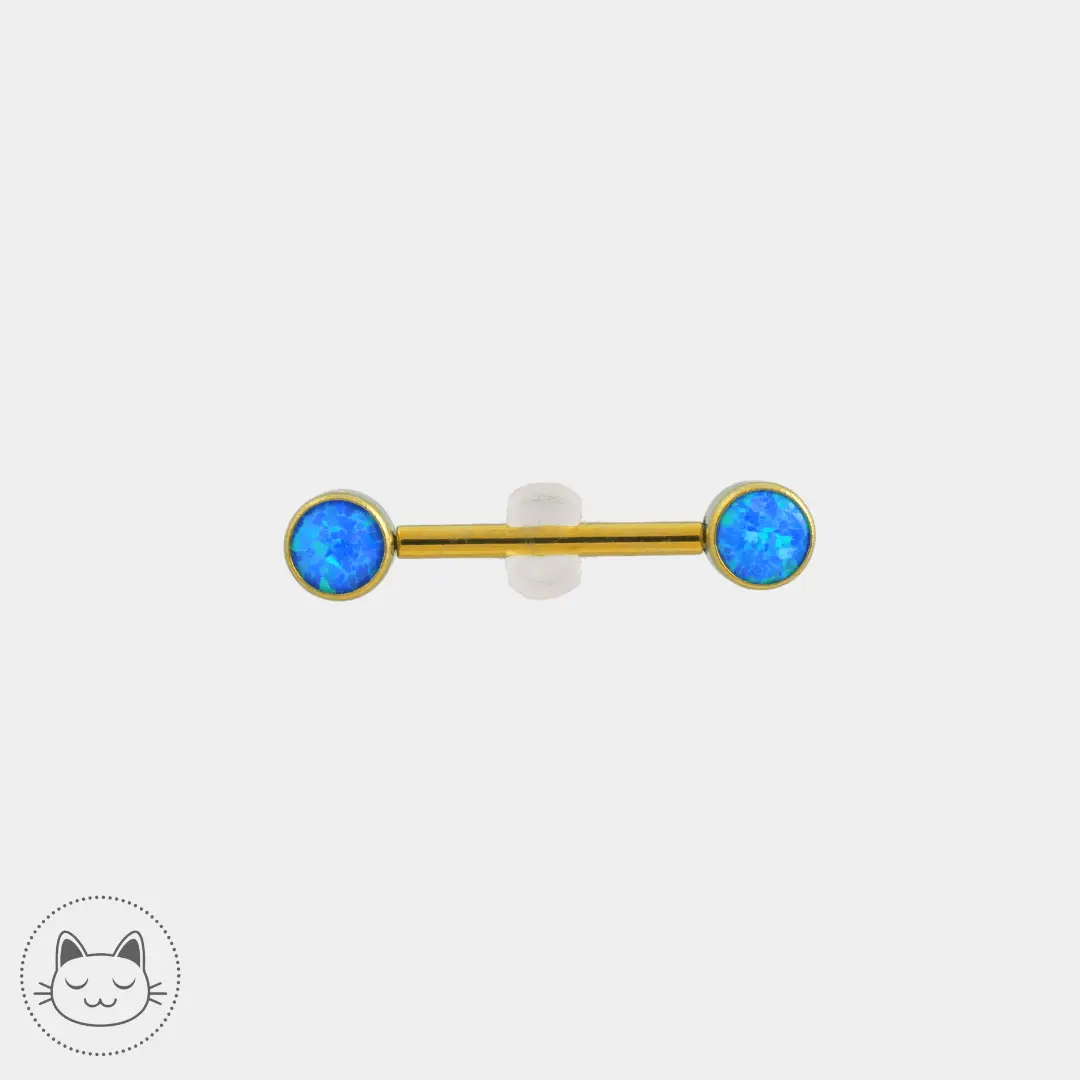 Bijou téton - Titane - Opaline bleue - Kawaii Place piercing