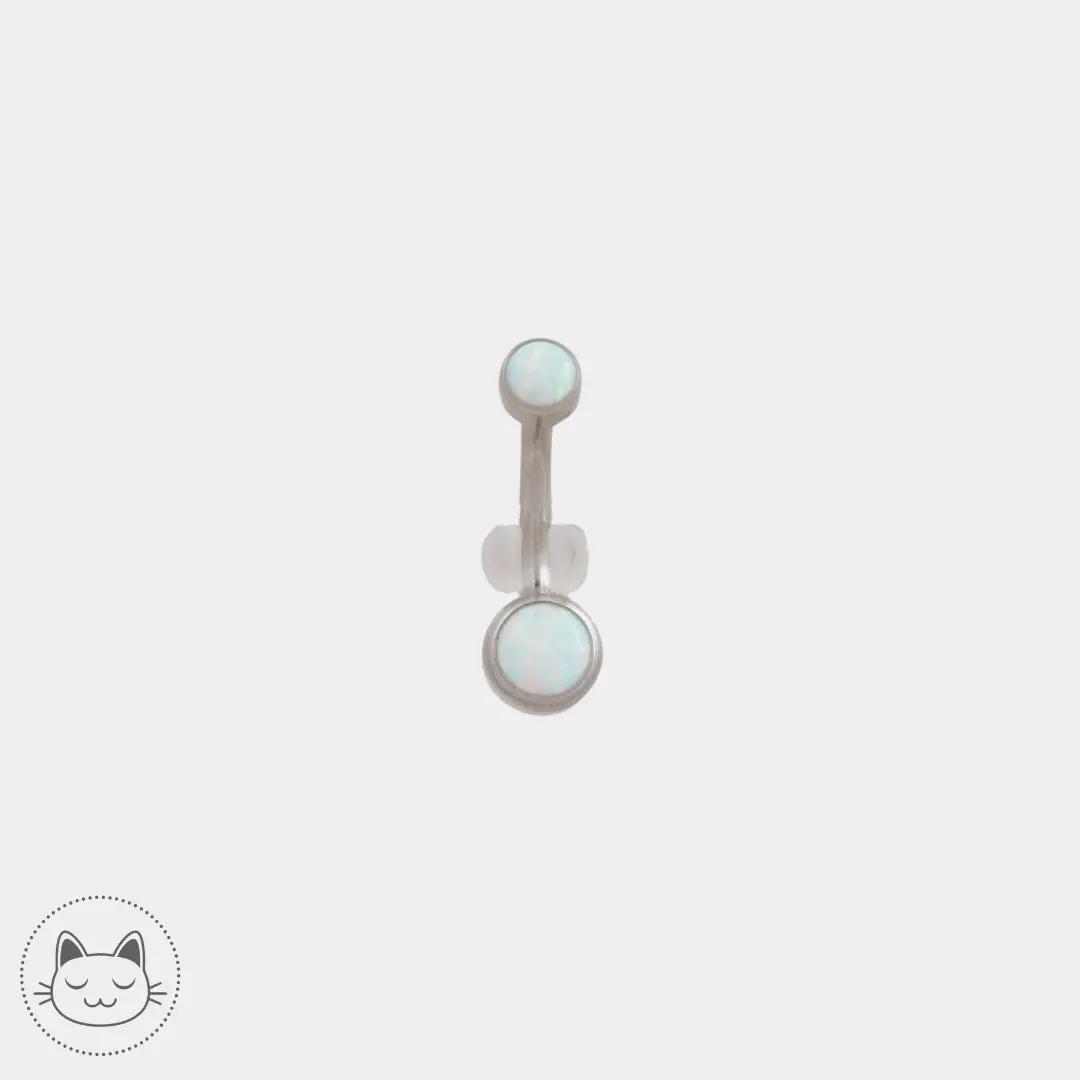 Bijou nombril - Titane - Opaline blanche - Kawaii Place piercing