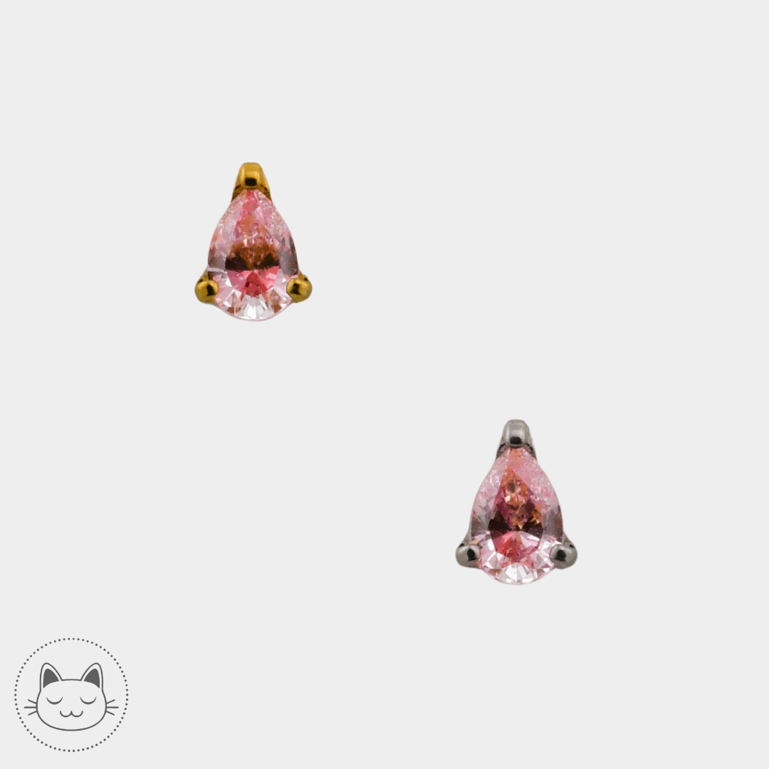 NeoMetal - Prong Goutte - Zircon Rose. - Kawaii Place piercing