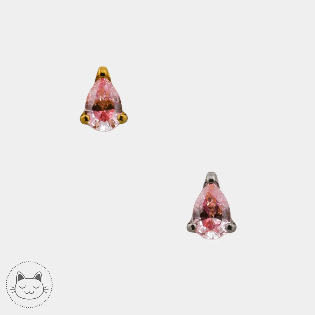 NeoMetal - Prong Goutte - Zircon Rose. - Kawaii Place piercing