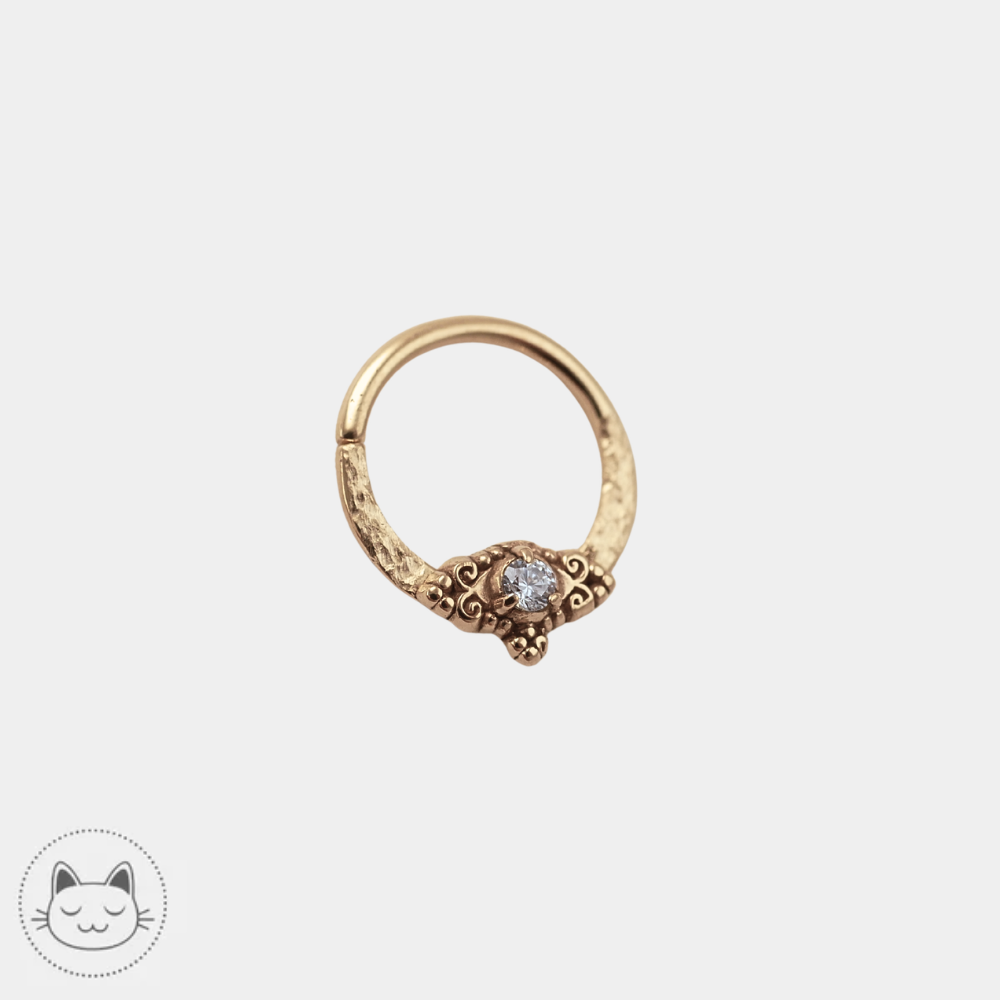 Bijou piercing Sacred Symbols CS2 zircon blanc pour septum
